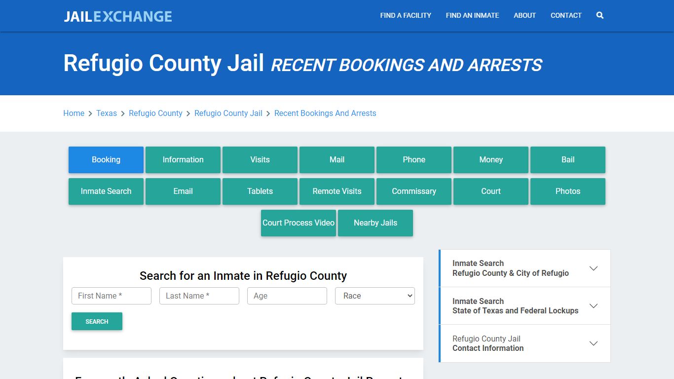 Refugio County Jail Recent Bookings And Arrests - Jail Exchange