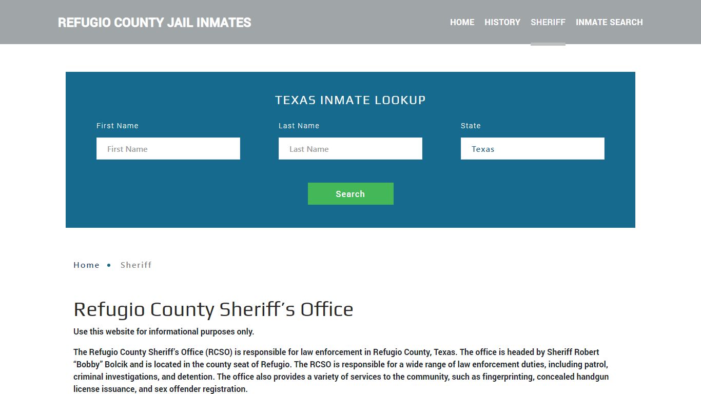 Refugio County Sheriff, TX Arrest Warrant Lookup