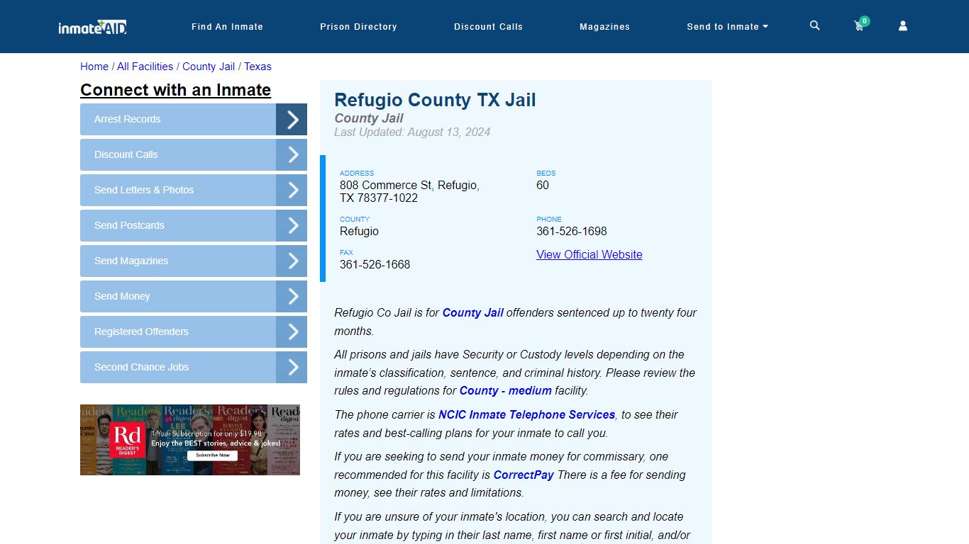 Refugio County TX Jail - Inmate Locator